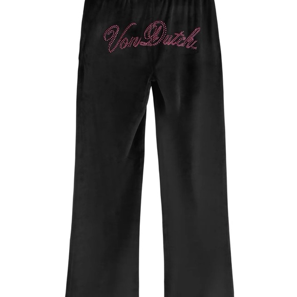 Von Dutch Black Velour Set with Pink Logo - Picture 3 of 8
